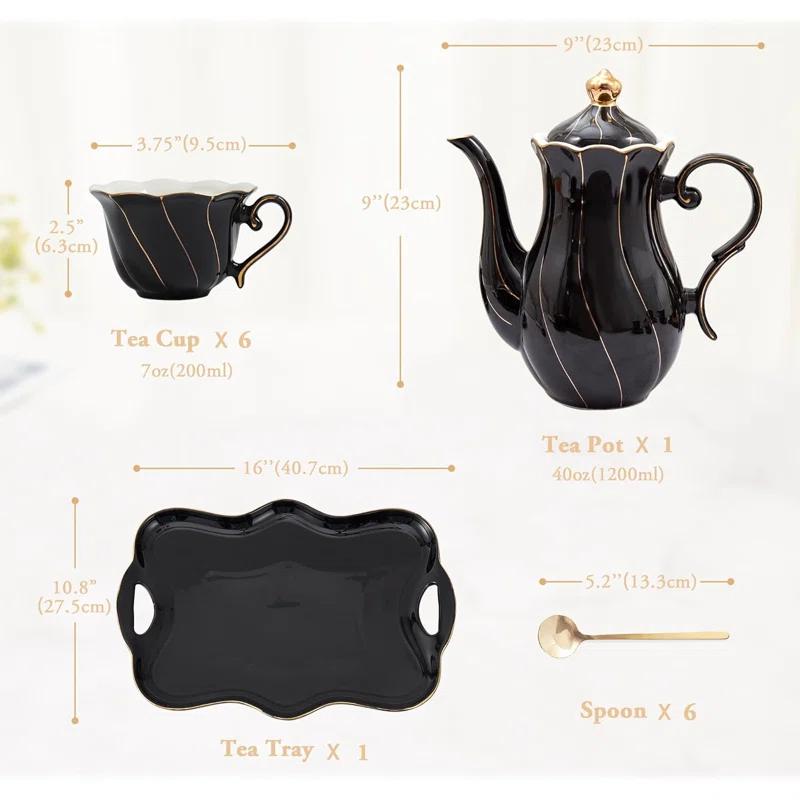 Ameriwood 14 pcs Tea Set of 6 with Tea Tray & Spoons