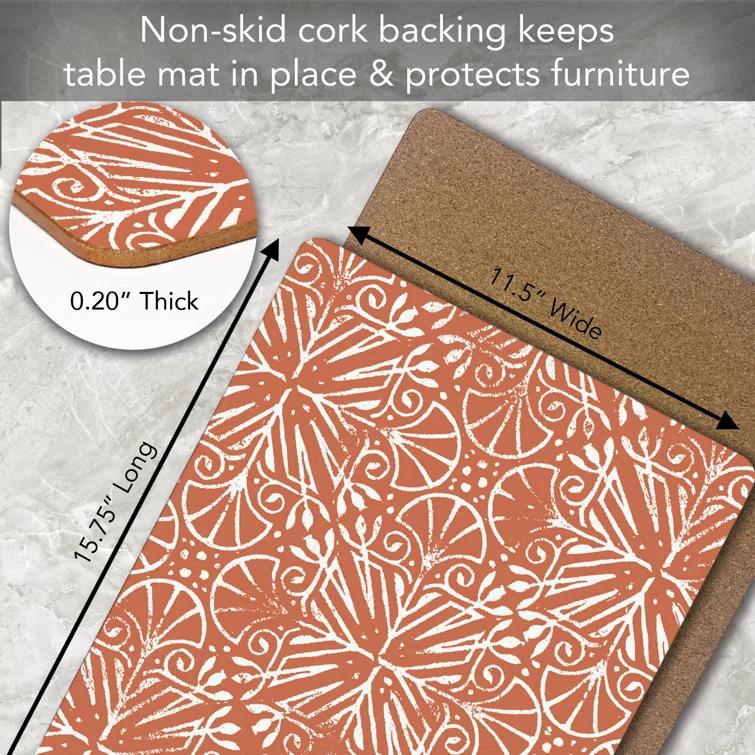CounterArt Mohave Southwest Decorative Hardboard Placemats with Protective Cork Backing 4 Pack (Set of 4)