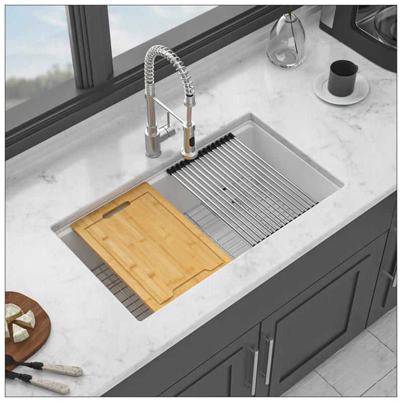 Quartz Kitchen Sink - 33X19" Granite Composite Workstation Undermount Kitchen Sink