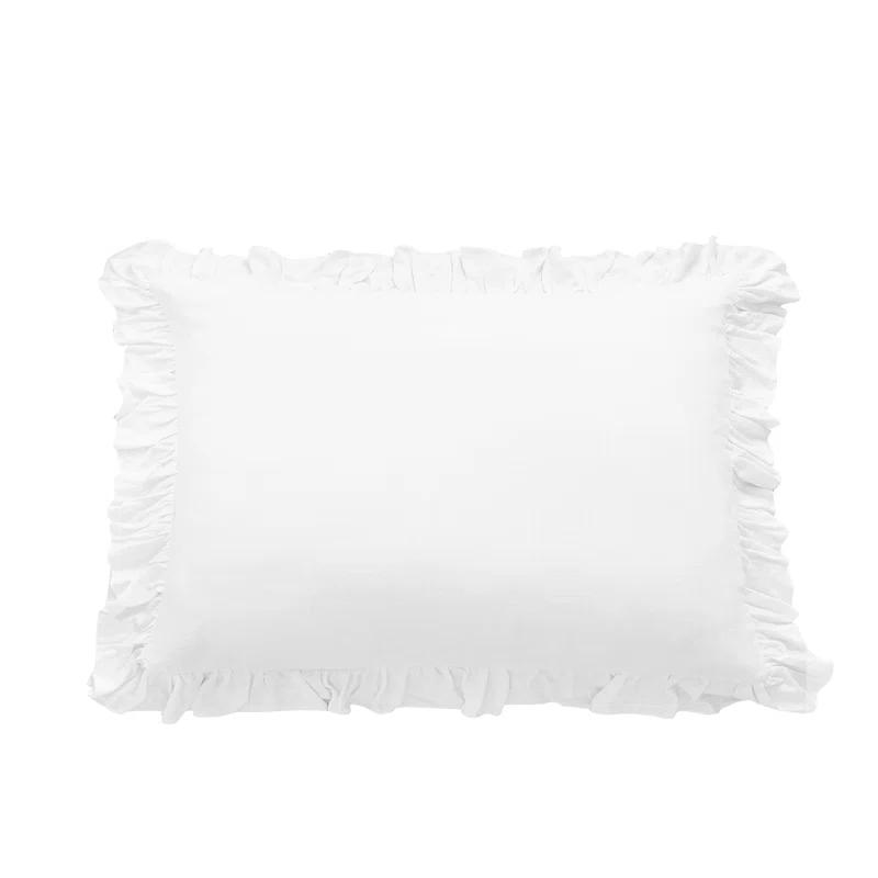 HiEnd Accents Lily Washed Linen Ruffled Classic Chic Romantic Farmhouse Pillow Sham