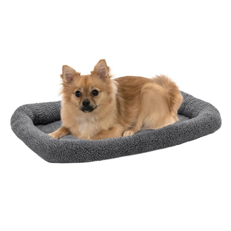 FurHaven Faux Lambswool Crate Bolster Pet Bed