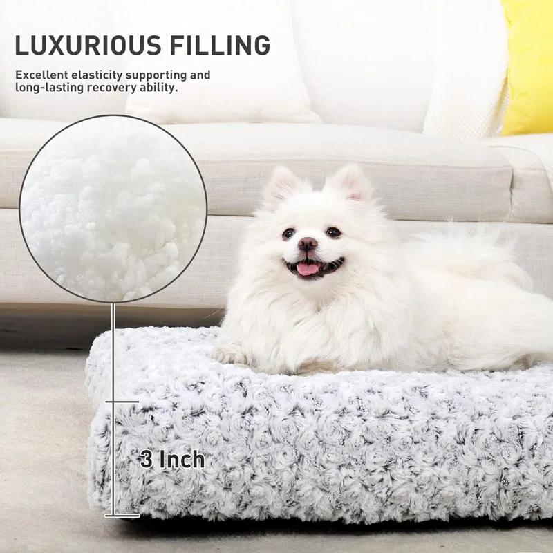 Tucker Murphy Pet™ Washable Dog Bed Deluxe Plush Dog Crate Beds Fulffy Comfy Kennel Pad Anti-Slip Pet Sleeping Mat