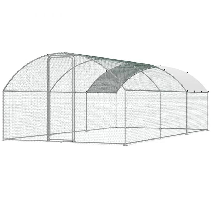 Tucker Murphy Pet™ Large Metal Chicken Coop with Run, 9.8x19.3x6.5 ft Walk-in Chicken Runs for Yard with Cover