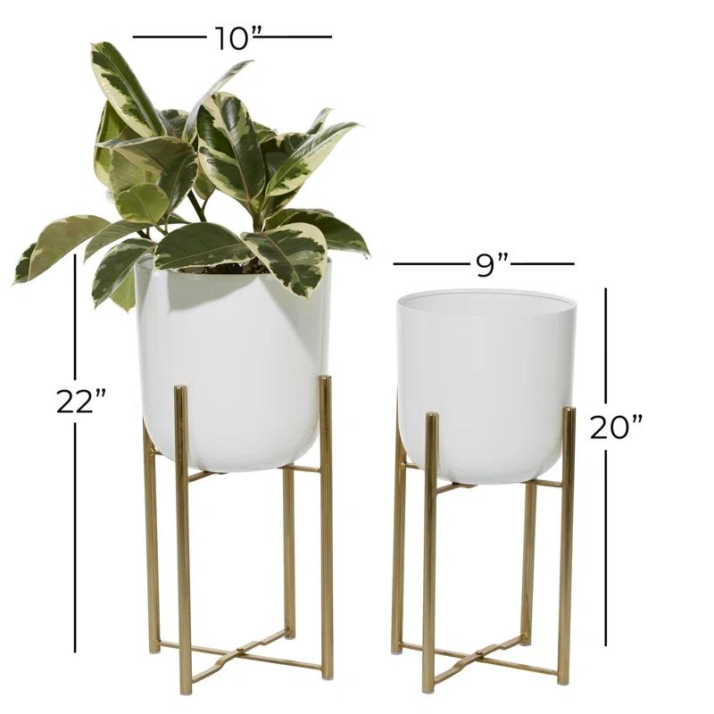CosmoLiving by Cosmopolitan 2 - Piece Metal Dome Indoor Outdoor Planter with Removable Stand Set