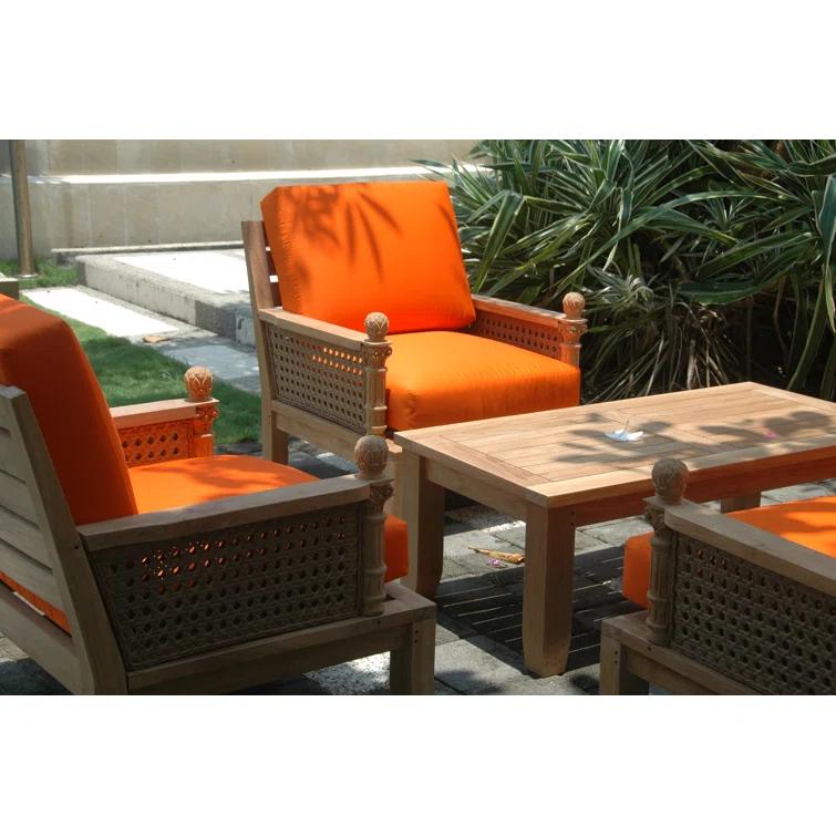 Anderson Teak Luxe Teak 7 - Person Modular Patio Conversation Sets with Sunbrella® Cushions