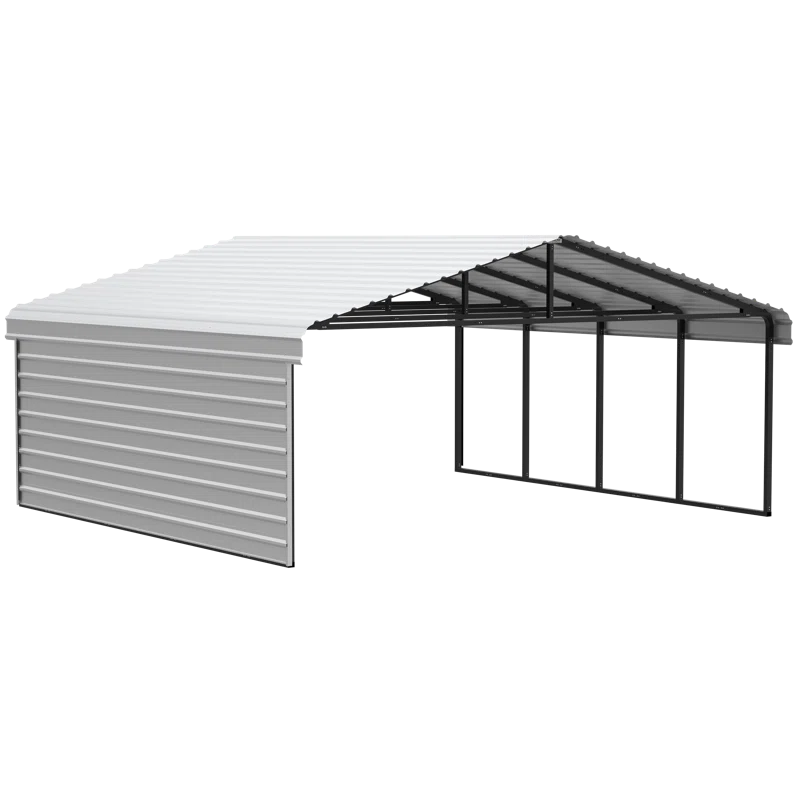 Arrow 20 x 20 ft Carport with 1-sided Enclosure