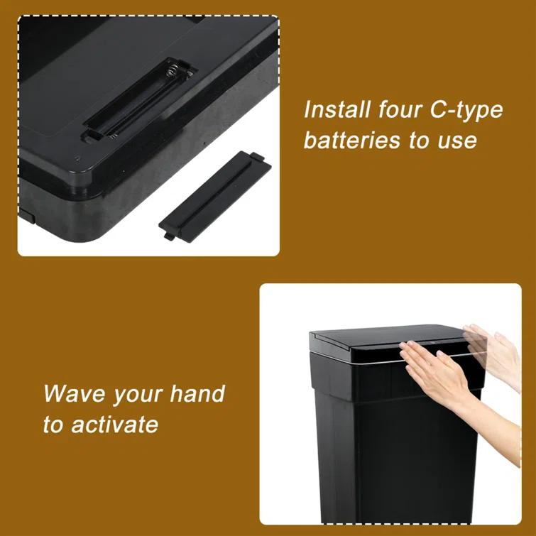 FDW Plastic Motion Sensor Kitchen Trash Can - 13 Gallons