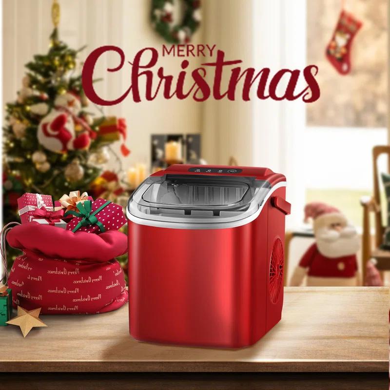 Antarctic Star Countertop Ice Maker Ice Machine With Handle,Self-Cleaning Ice Makers, 26Lbs/24H, 9 Ice Cubes Ready In 6 Mins For Home/Kitchen/Bar/Party/Camping