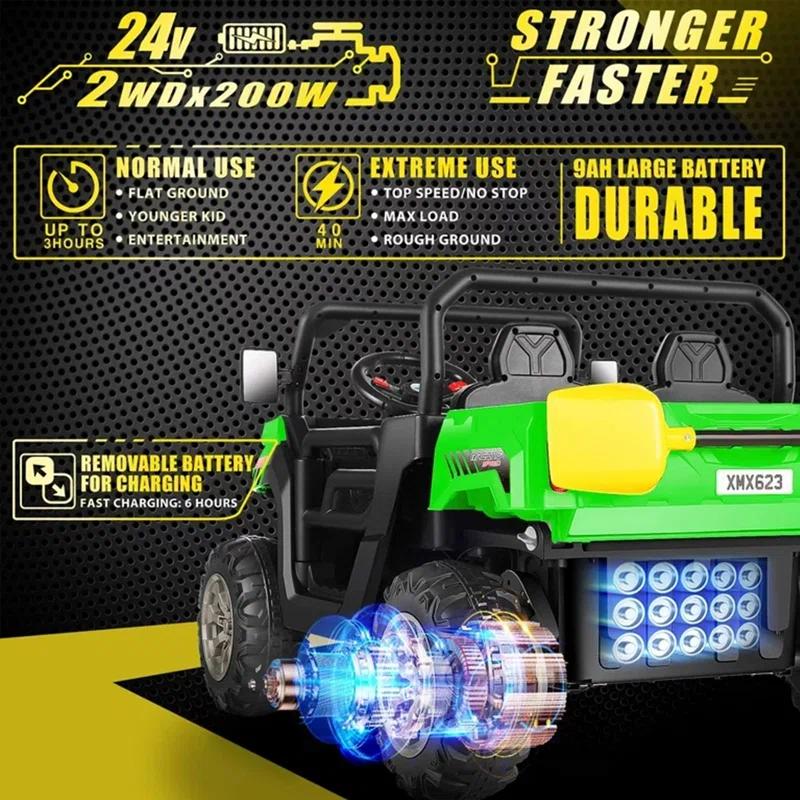 4 Wheels 24V Ride on Dump Truck Toys 2 Seater Kids Ride On UTV Car with Remote Control,Electric Dump Bed