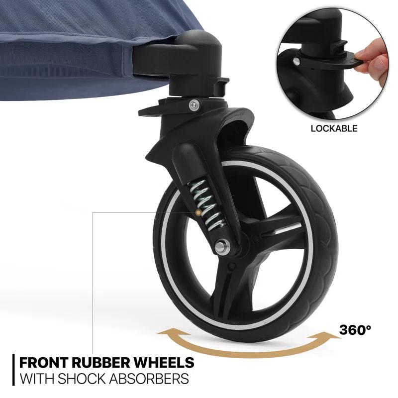 MoNiBloom Folding 3 Wheel Pet Stroller, Foldable Dog Jogger Stroller with Adjustable Handlebar and Mesh Window