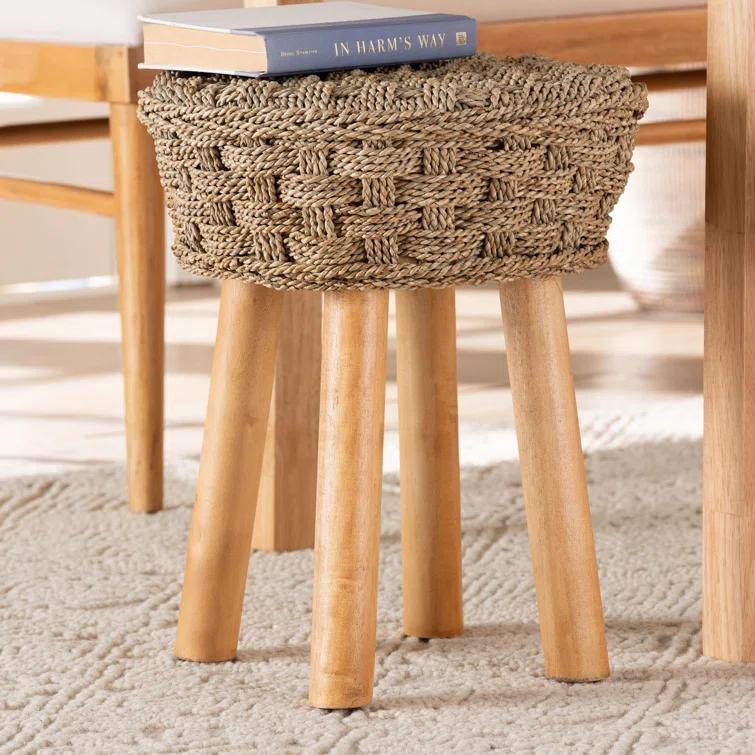 Highland Dunes Aaqil Seagrass Accent Stool