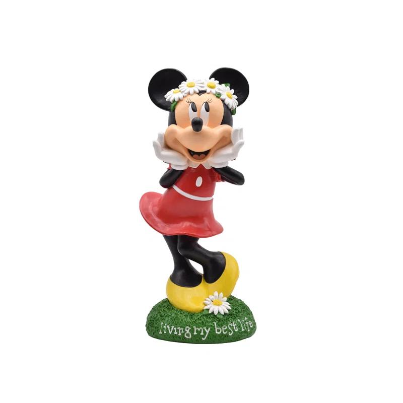 Back Yard Glory BACKYARD GLORY Disney Minnie Holding Flowers Everyday Outdoor Garden Statue, 14 inches Tall, Officially Licensed Disney Product