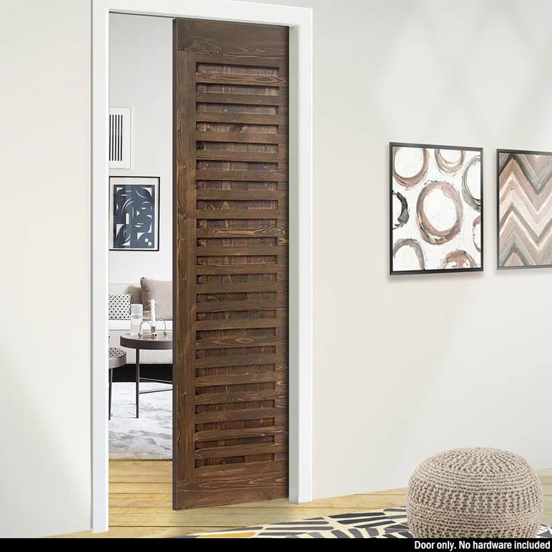 Calhome 84'' Solid Wood Paneled Painted without Installation Hardware Kit Barn Door