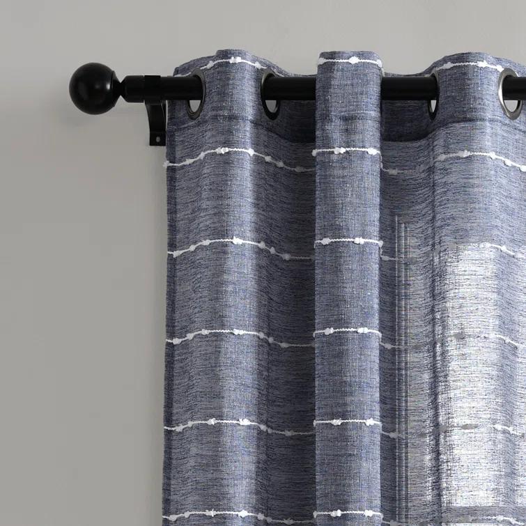 Lush Decor Farmhouse Textured Sheer Polyester Sheer Curtain Pair (Set of 2)