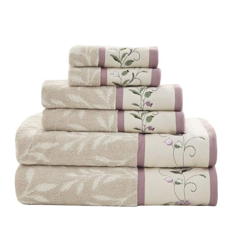 Madison Park Raheem Embroidered Cotton Jacquard Towel Set (Set of 6)