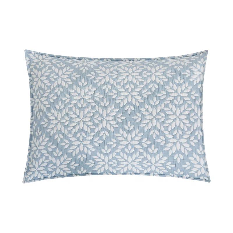 C&F Home Blue Leaves Jacquard Reversible Quilt Set