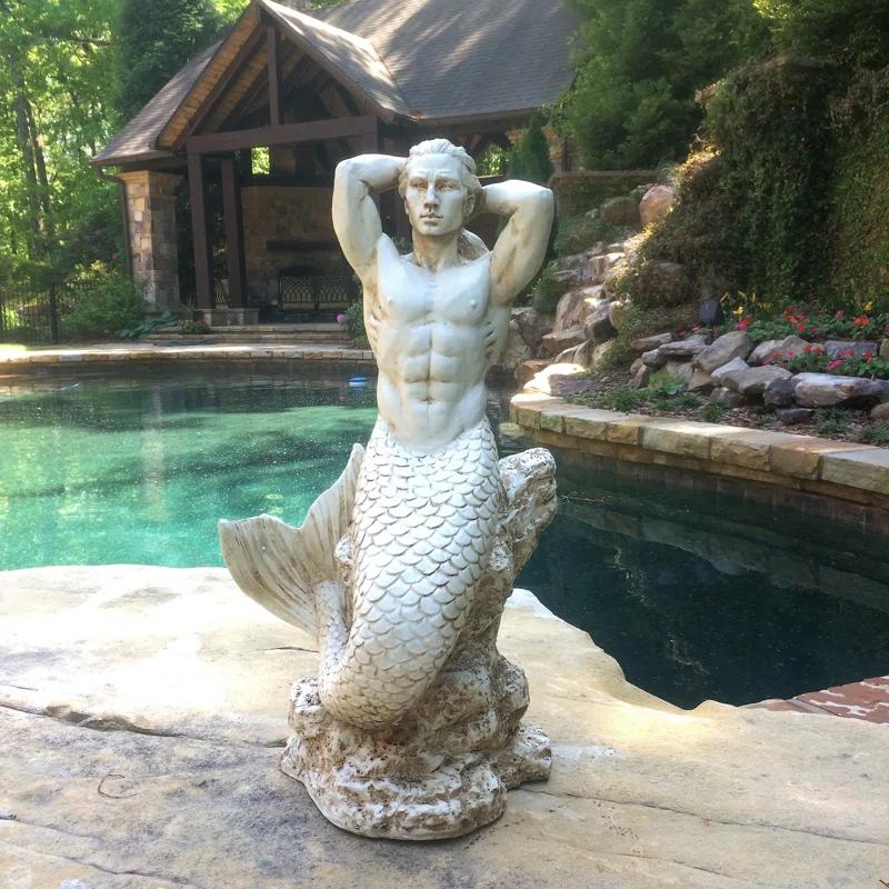 HomeStyles Life's a Beach Sexy Merman Mermaid on Coastal Rock Statue