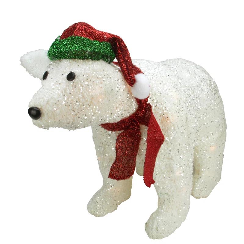 Northlight Seasonal 23" Pre-Lit White Glittered Polar Bear Outdoor Christmas Decoration