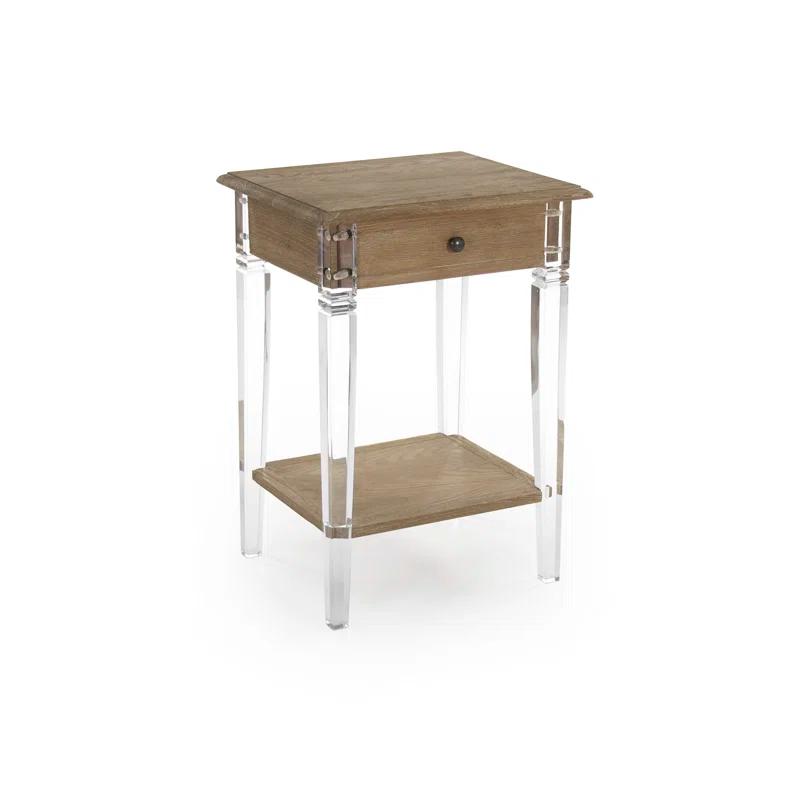 Claude Solid Wood Top End Table with Storage