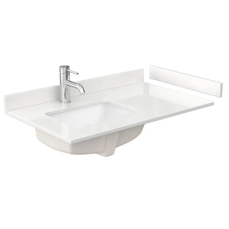 Wyndham Collection Beckett 36" Freestanding Single Bathroom Vanity with Quartz Top