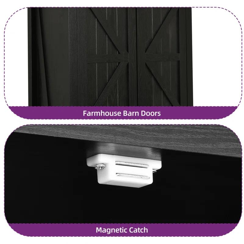 Gracie Oaks Gracie Oaks 64.5'' H Farmhouse Kitchen Pantry Cabinet With Drawers & Adjustable Shelves