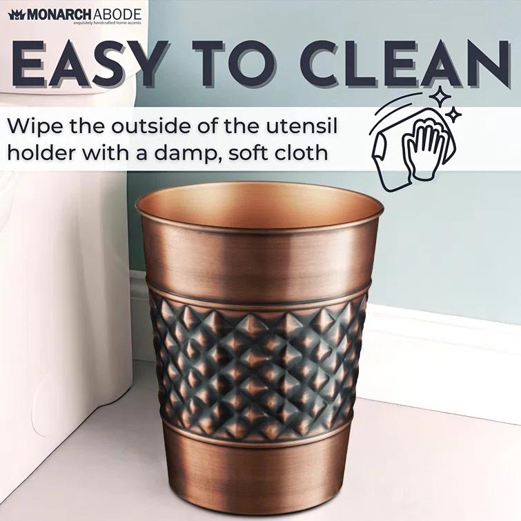Monarch Abode Geometric Embossed Metal 1.7 Gallon Waste Basket