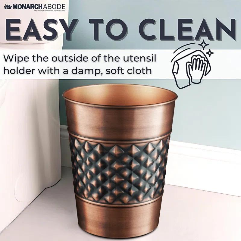 Monarch Abode Geometric Embossed Metal 1.7 Gallon Waste Basket
