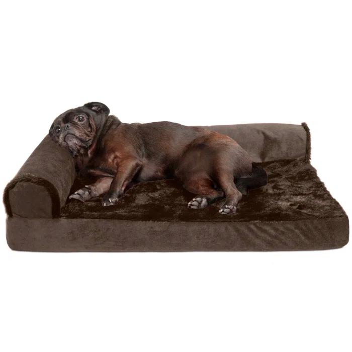 FurHaven Plush & Velvet Deluxe L-Chaise Orthopedic Pet Bed