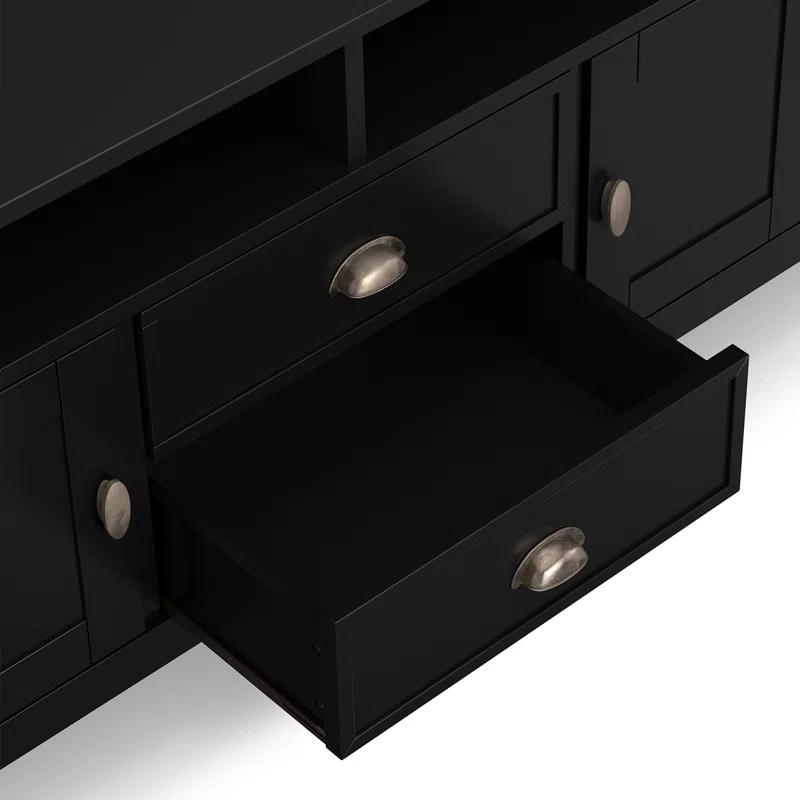 Simpli Home Redmond 72"W Solid Wood TV Stand for TVs up to 80" with Storage Cabinets
