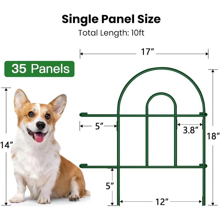 Amagabeli 35panels Decorative Garden Fence 18inchl x 50ft Border Animal Barrier Fence Border Green Thicken