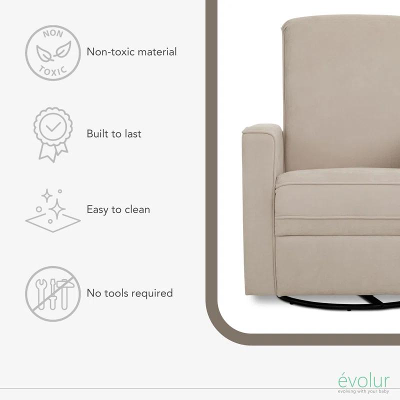 Evolur Greenguard Gold Certified Upholstered Swivel Reclining Glider