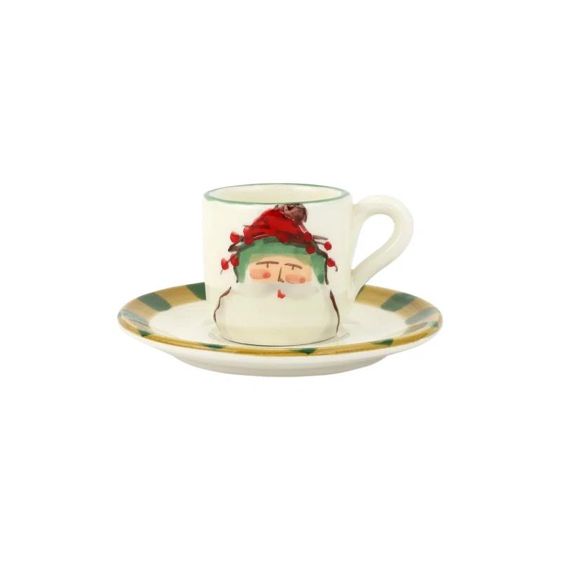 VIETRI Old St. Nick Assorted Espresso Cups & Saucers (Set of 4)