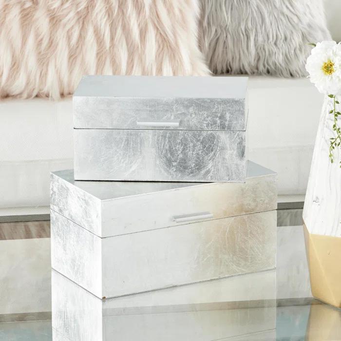 CosmoLiving by Cosmopolitan Wooden Decorative Box with Textured Foiled Exterior Set