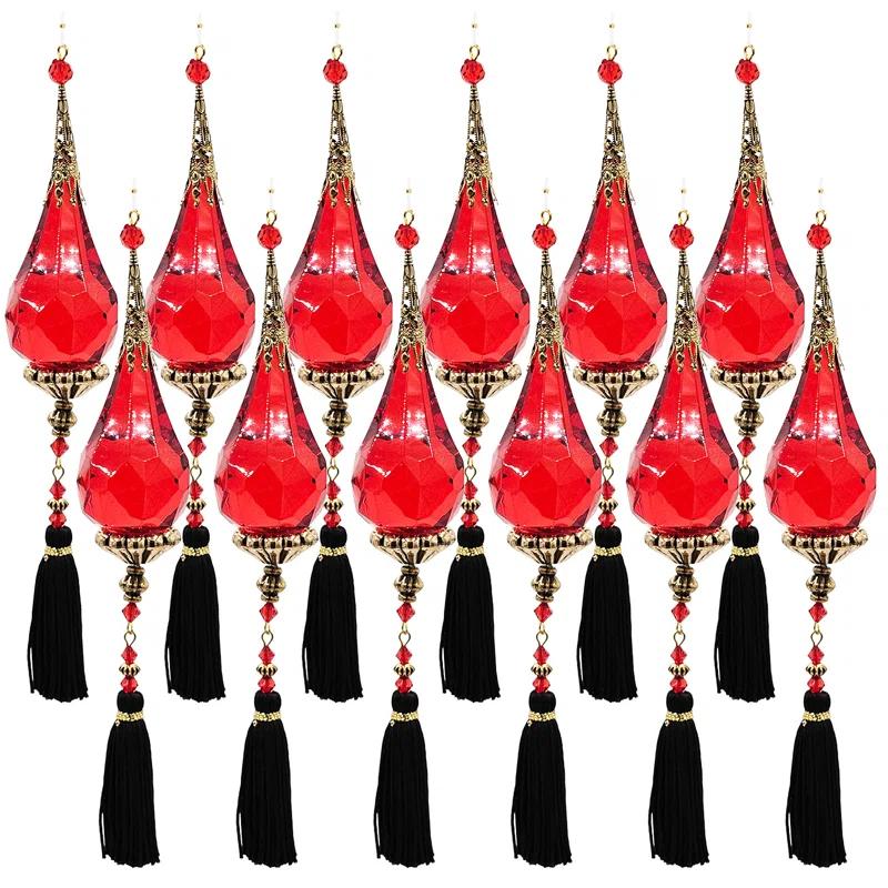 A&B Home 9" Long Acrylic Drop W/Polyester Tassel Hanging Ornaments - Set of 12 (Set of 12)