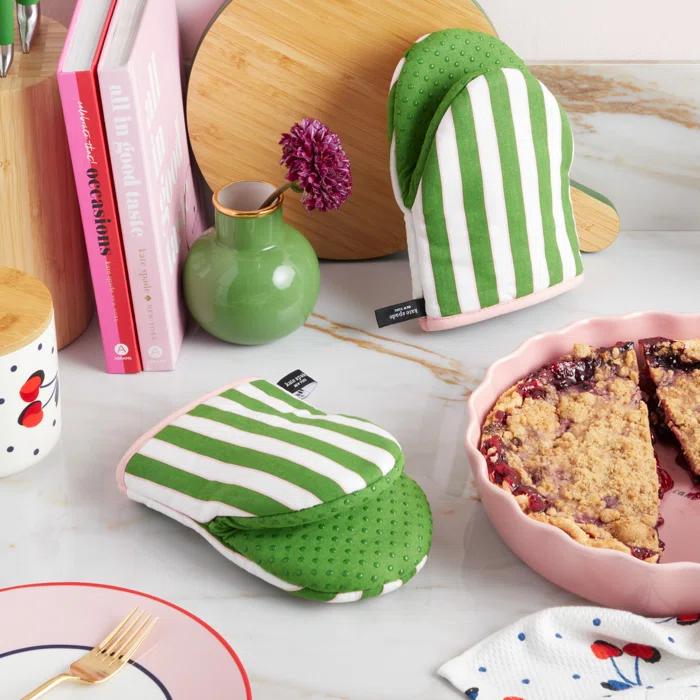 kate spade new york Kate Spade New York Loop And Dot Striped Cotton Oven Mitt Set (Set of 2)
