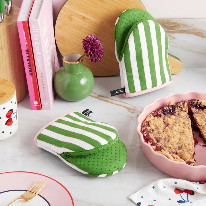kate spade new york Kate Spade New York Loop And Dot Striped Cotton Oven Mitt Set (Set of 2)