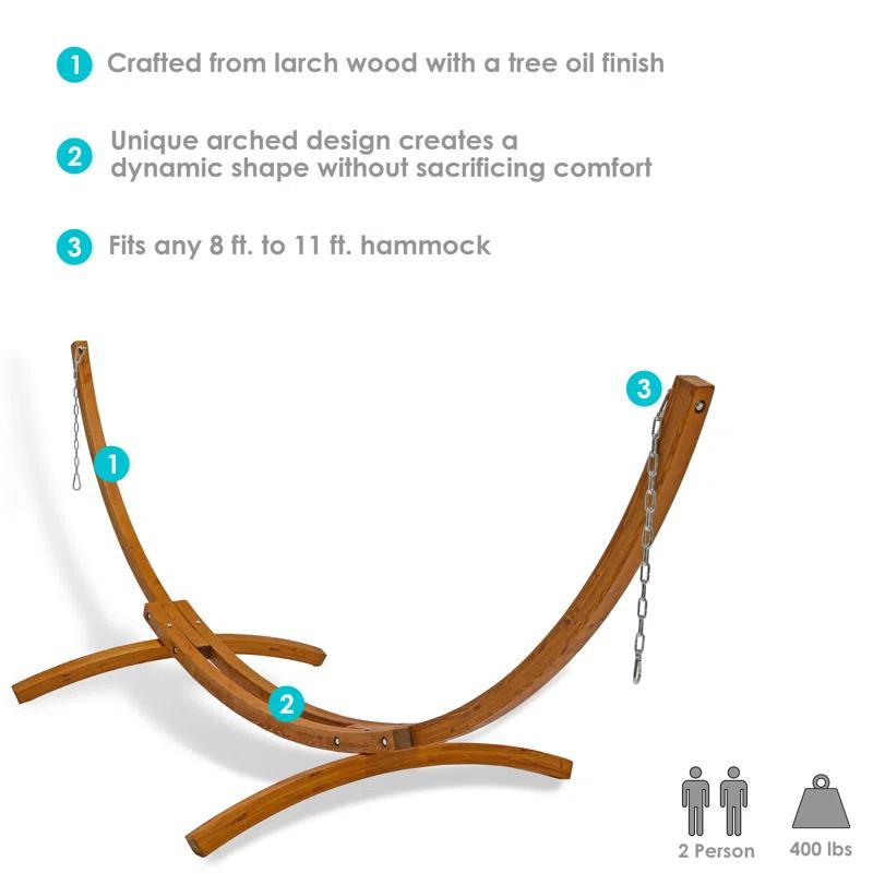 SunnyDaze Decor Larch Wood Curved Hammock Stand