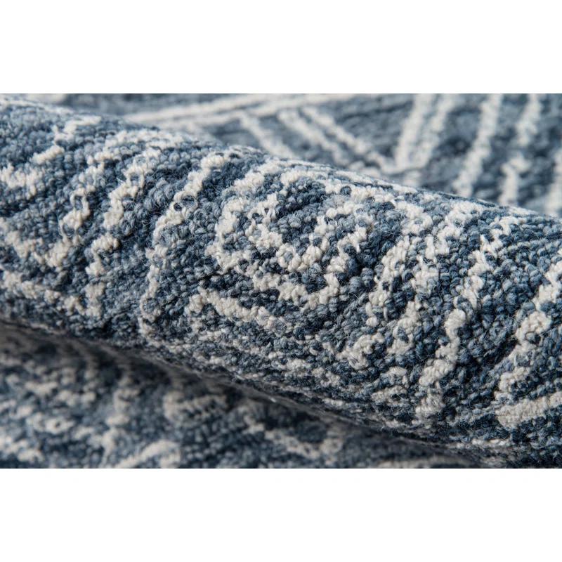 Union Rustic Adhley Hand-Hooked Wool Denim Area Rug