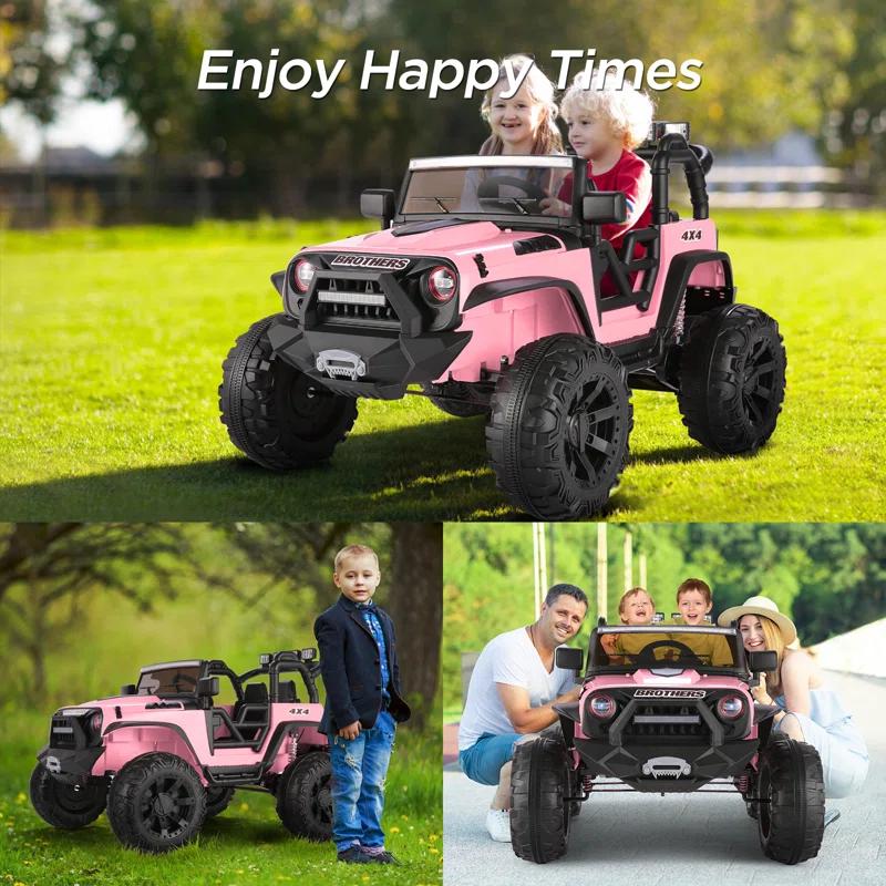 Ancheer 24V 2 Seater Ride On Car Jeep For Big Kids, Ride On Toys UTV With Parent Remote, LED Lights, Spring Suspension, Bluetooth, Music, USB, MP3