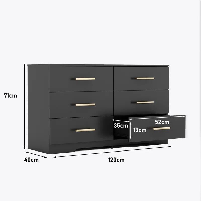 Mercer41 Large 6 drawers chest of drawer dressers table with golden handle