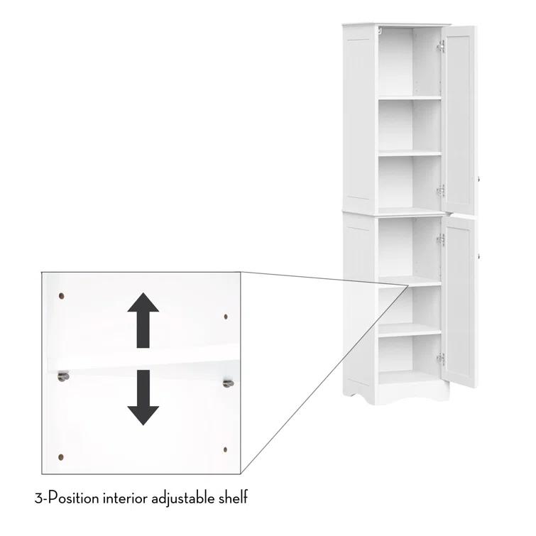 RiverRidge Home RiverRidge Ashland Two-Door Tall Bathroom Storage Cabinet and Linen Organizer with Adjustable Shelves - White