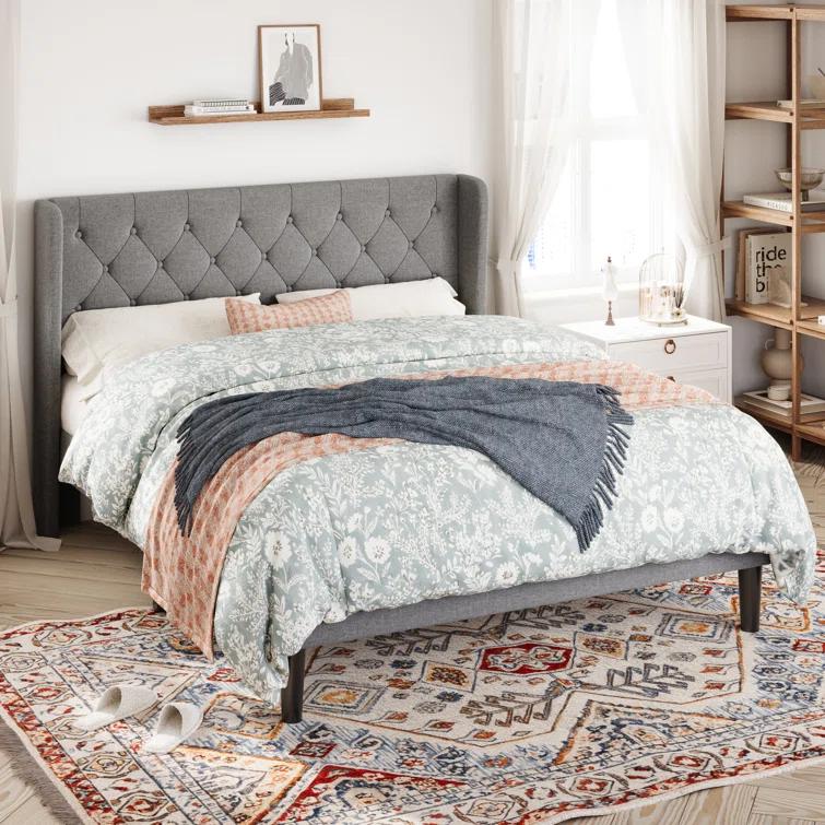 Latitude Run® Walace Upholstered Wingback Bed