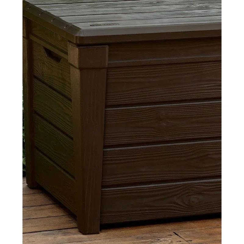 Keter Keter Brightwood 120 Gallon Large Durable Outdoor Storage and Weather Resistant Resin Deck Box