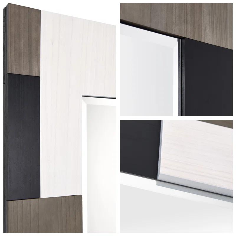 Empire Art Direct "Geometric Blocks" Hand Made Solid Paulownia Wood Beveled Leaner Mirror size 80" x 40"