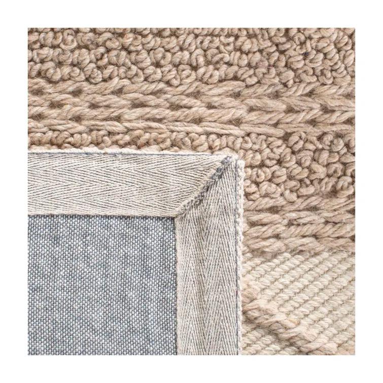 Highland Dunes Tulane Natura Hand Woven Wool/Cotton Geometric Rug in Beige