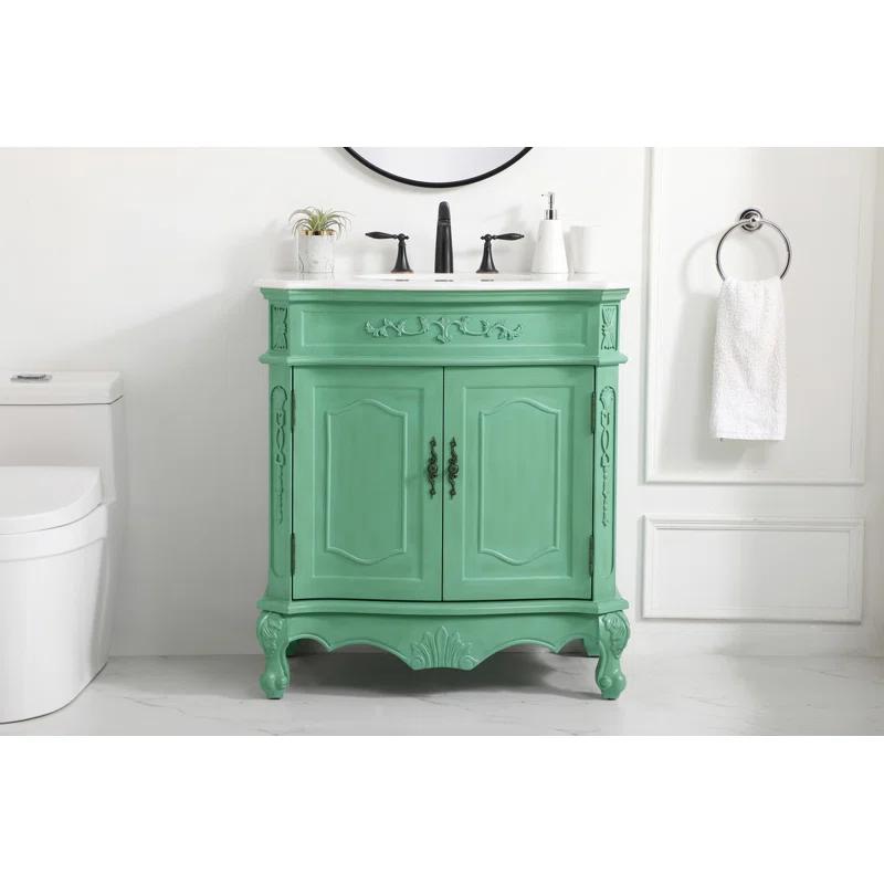 Elegant Kitchen and Bath Elegant Kitchen and Bath 32 Inch Single Bathroom Vanity with Ivory White Engineered Marble