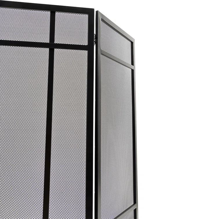 Country Living Pinecrest Mesh Fireplace Screen with Durable 3-Panel Steel Frame - Brass Handles