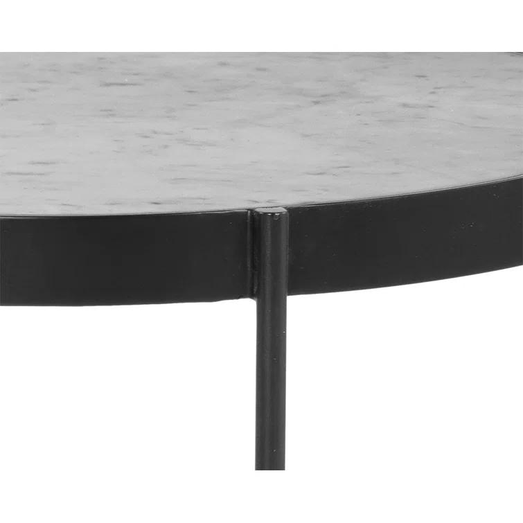 Transitional 20'' Round White Stone Top Metal End Table