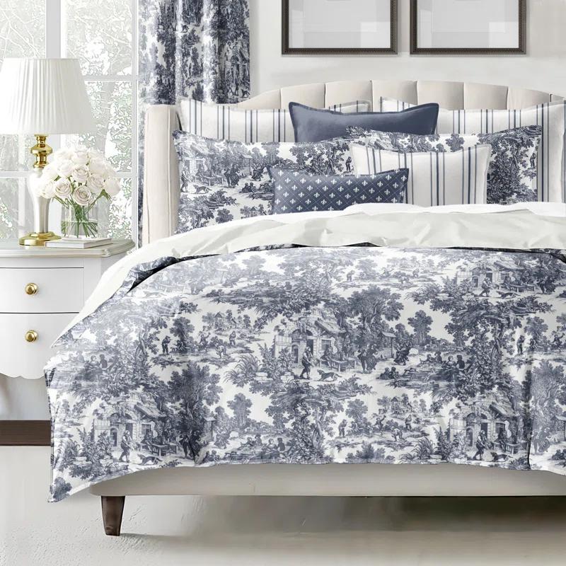 Au Village Toile Denim Cotton Comforter Set 8 Piece