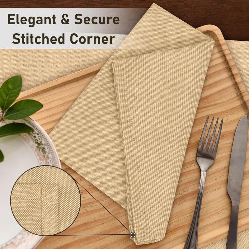 Poly Cotton Square Cloth Napkins Chambray Fabric (Set of 12)